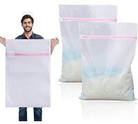 2 PCS Large Mesh Laundry Bag 60x90cm, Multi-Pack Laundry Net Bags with Zip and Drawstring, Durable Mesh Wash Bag for Delicates, Lingerie, Socks, Baby Clothes, Travel Organizer