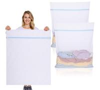 2 PCS Large Mesh Laundry Bags with Zips, 90x110cm Reusable Laundry Bags for Washing Machine Washing Bags for Laundry Delicates Wash Bags for Sweater, Coat, Lingerie, Travel Organizer(XXXL, White)