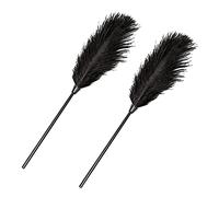 2 Pcs Large Ostrich Feather Cleaning Dusters Soft Feathers Tickler Stick Black Furry Feathers Duster Feather Teaser Wands Role Play Adult Costumes Valentine's Day Couple Bedroom Accessories for Adults