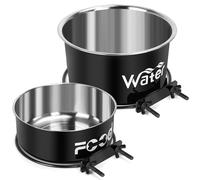 2 Pcs Large Pet Dog Food and Water Bowl Set for Cage, Stainless Steel Non-Spill Kennel Hanging Cats Pets Bowls Crate Feeder Dish with Clamp Holder for Medium Large Dogs Pets (7.1x3.7'' & 6.3x2.3'')