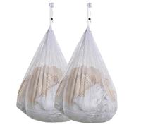2 Pcs Large Polyester Laundry Meshes Bags with Drawstring Sturdy Washable Clothes Storage Accessory for Blouse Underwear