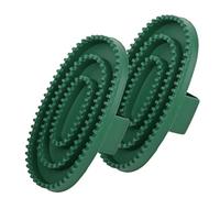 2 Pcs Large Rubber Curry Comb Horse Grooming Comb Brush With Handle Shampoo Horse Brush for Dogs Cats Shedding Short Long Hair Shower Supplies(L)