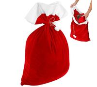 2 Pcs Large Santa Gift Bag Jumbo Christmas Red Velvet Sack with Cord Drawstring Christmas Santa Claus Bag Sack Xmas Drawstring Bags Gift Wrap Bag for Xmas Present (Red, 70×50cm)