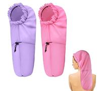 2 Pcs Large Shower Cap for Braids, Extra Long Shower Cap for Women Long Hair & Locs, Waterproof Hair Bonnets for Dreadlocks Drawstring Bath Caps for Women & Men (Pink, Purple)