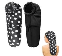2 Pcs Large Shower Cap for Braids, Extra Long Shower Cap for Women Long Hair & Locs, Waterproof Hair Bonnets for Dreadlocks Drawstring Bath Caps for Women & Men (Polka Dots, Black)