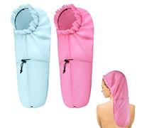 2 Pcs Large Shower Cap for Braids, Extra Long Shower Cap for Women Long Hair & Locs, Waterproof Hair Bonnets for Dreadlocks Drawstring Bath Caps for Women & Men (Pink, Light Blue)