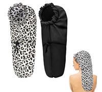 2 Pcs Large Shower Cap for Braids, Extra Long Shower Cap for Women Long Hair & Locs, Waterproof Hair Bonnets for Dreadlocks Drawstring Bath Caps for Women & Men (Black, Cow Print)