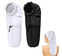 2 Pcs Large Shower Cap for Braids, Extra Long Shower Cap for Women Long Hair & Locs, Waterproof Hair Bonnets for Dreadlocks Drawstring Bath Caps for Women & Men (Black, White)