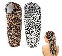 2 Pcs Large Shower Cap for Braids, Extra Long Shower Cap for Women Long Hair & Locs, Waterproof Hair Bonnets for Dreadlocks Drawstring Bath Caps for Women & Men (Leopard, Cow Print)