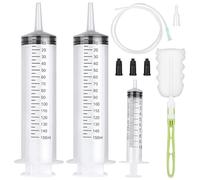 2 Pcs Large Syringe 150ml+1x10ml, Reusable Liquid Plastic Syringes with Tube and Clean Brush, Liquid Measuring Syringe for Oil or Glue Applicator, Pet Feeding, Plant irrigation Labor & Science Use