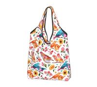 2 PCS Large Tote Bag for Women - Lightweight Flowers Birds And Butterflies Reusable Grocery Bags Foldable, Shopping Bags for Groceries, Cloth Bags Work Beach Travel with Handles