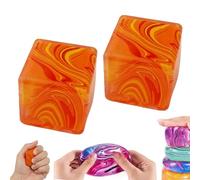 2 PCS Large Veined Ice Cube Squishies Toys | 5.5cm Stress Cube Set for Anxiety Relief | Unique Color Swirl Sensory Fidget Toy for Kids & Adults, Soft TPR Squeeze Ball for Focus