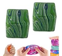 2 PCS Large Veined Ice Cube Squishies Toys | 5.5cm Stress Cube Set for Anxiety Relief | Unique Color Swirl Sensory Fidget Toy for Kids & Adults, Soft TPR Squeeze Ball for Focus
