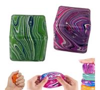 2 PCS Large Veined Ice Cube Squishies Toys | 5.5cm Stress Cube Set for Anxiety Relief | Unique Color Swirl Sensory Fidget Toy for Kids & Adults, Soft TPR Squeeze Ball for Focus