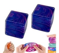 2 PCS Large Veined Ice Cube Squishies Toys | 5.5cm Stress Cube Set for Anxiety Relief | Unique Color Swirl Sensory Fidget Toy for Kids & Adults, Soft TPR Squeeze Ball for Focus