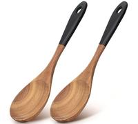 2 Pcs Large Wooden Spoons for Cooking Serving Spoon 12" Big Mixing Spoons for Baking Cooking Spoon Set Unique Acacia Wood Utensils Teak Long Stirring Spoons Kitchen Tools Spatula