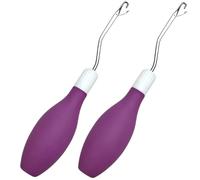 2 Pcs Latch Hook Tool, Silicone Handle Bent Tool 6.7 Inches Latch Hook Crochet Needle for Crochet Rug Carpet Crafts