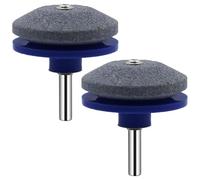 2 Pcs Lawn Mower Blade Sharpener Blue Sharpening Tool Garden Lawn Mower Grinder Wheel Stone Sharpening Stones for Garden Tools Spades Hoes Lawn Edger Tool Quality Tool Sharpener