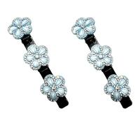 2 Pcs Layered Hair Clip with Flower Design, Hair Clip with 3 Small Clips, Sparkling Crystal Stones, Rhinestone Flower Hair Clip for Daily Style, Light Blue Petals and Black Base