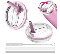 2 PCS Leak-Proof Lids for Stanley Cup 40oz, Stanley Replacement Lid, Tumbler Detachable Flip Straw Lid, Reusable Stanley Cup Lids Leak Proof with 2 Straws and 1 Brush (Purple)