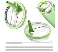 2 PCS Leak-Proof Lids for Stanley Cup 40oz, Stanley Replacement Lid, Tumbler Detachable Flip Straw Lid, Reusable Stanley Cup Lids Leak Proof with 2 Straws and 1 Brush (Green)