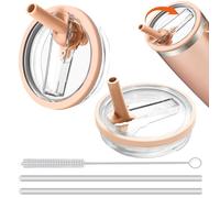 2 PCS Leak-proof Lids for Stanley Cup 40oz, Stanley Replacement Lid, Tumbler Detachable Flip Straw Lid, Reusable Stanley Cup Lids Leak Proof with 2 straws and 1 brush (Pink)