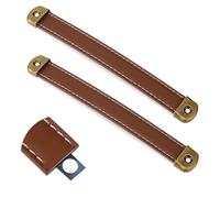 2 Pcs Leather Drawer Handles Leather Handle Suitcase Luggage Pulls Brown Cabinet Handles Leather Strap Handles with Mounting Screws Modern Leather Cabinet Knobs Trunk Handles, 561994_2_2GWXTGDV8