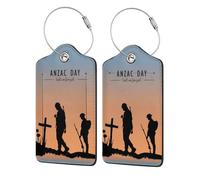2 PCS Leather Luggage Tags for Suitcases - Anzac Day Suitcase Tags Luggage Identifiers for Suitcases, ID Labels Name Travel Bag for Luggage Accessories with Steel Loop