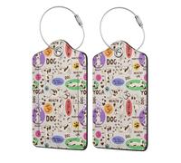 2 PCS Leather Luggage Tags for Suitcases - Dog Doing Yoga Suitcase Tags Luggage Identifiers for Suitcases, ID Labels Name Travel Bag for Luggage Accessories with Steel Loop