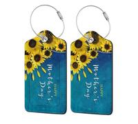 2 PCS Leather Luggage Tags for Suitcases - Happy Mother's Day k Suitcase Tags Luggage Identifiers for Suitcases, ID Labels Name Travel Bag for Luggage Accessories with Steel Loop