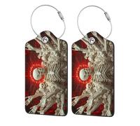 2 PCS Leather Luggage Tags for Suitcases - Rising Skeletons Red Sun Suitcase Tags Luggage Identifiers for Suitcases, ID Labels Name Travel Bag for Luggage Accessories with Steel Loop