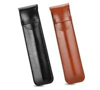 2 PCS Leather Pen Holder Handmade Protective Pen Case Portable Pen Protective Sleeve for Pens, Optical Pencil (Brown and Black