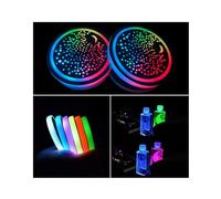2 Pcs LED Car Cup Holder Lights,USB Charging Car Coasters,7 Colors Luminescent Light Cup Pad,Luminescent Cup Pad Interior Atmosphere Lamp Decoration Light (Starry Sky)