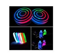 2 Pcs LED Car Cup Holder Lights,USB Charging Car Coasters,7 Colors Luminescent Light Cup Pad,Luminescent Cup Pad Interior Atmosphere Lamp Decoration Light (Circle Ring)