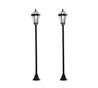 2 PCS LED Garden Lights Lamp Post Solar Powered Lantern black