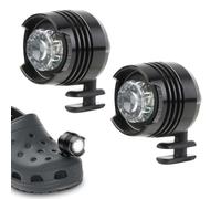 2 PCS LED Headlights for Crocs Clogs Waterproof Shoe Charm Lights Funny Pins for Adults Kids with 3 Modes Beach Decoration for Jibbitz Accessories Night Walking Glow in the Dark Birthday Party Camping