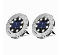 2 Pcs Led Solar Power Ground Lights Floor Decking Outdoor Garden Lawn Path Lamp