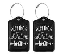 2 Pcs Let The Adventure Begin Luggage Tag for Suitcases, Adventure Awaits Party Decorations, Cruise Ship Essential Travel Gift for Couples Bride Groom Men Women, Funny Christmas Birthday Gifts