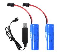 2 Pcs Li-ion Battery 3.7 V 1000MAH 1200MAH, Rechargeable Lithium Batteries with Usb Charger SM-2P Plug Connector, Universal Li-ion Battery 14500 18650 for Remote Control Cars rc Truck (1000MAH)