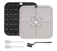 2 Pcs Lick Mat for Dogs Cats, Silicone Pet Food Mats with Suction Cups, Dog Licking Mat, Cat Dog Peanut Butter Lick Pad, Enrichment Pet Food Slow Feeder Mats for Bathing Grooming, with 2 Scrapers
