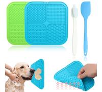 2 Pcs Licky Mats for Dogs with 1 Silicone Spatula and Cleaning Brush Dog Slow Feeder Lick Pat with Suction Cups Cats Toys Feeding Mat for Dog Anxiety Relief Butter Yogurt Peanut Pets Bathing Grooming