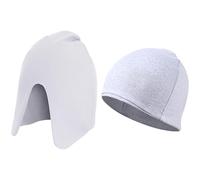 2 Pcs Light Gray Cotton Caps, Face Protection Blackout Sleep Hat with V-Shaped Nose Design, Single Layer Sleep Caps for Men Women, Windproof Warm Head Cover, Ease Eye Strain, for Napping