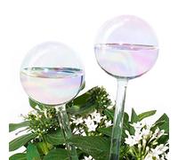 [2 PCS] Light Iridescent Rainbow Gradient Color Clear Glass Self-Watering System Spikes, Automatic Plant Waterer Bulbs