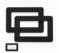 2 Pcs Light Switch Surround Cover Plates, PVC Double Socket Decorative Frames with Self-Adhesive Backing, 21 x 13 cm Outer Size and 14.6 x 8.6 cm Opening for UK Homes, Offices and Hotels, Black