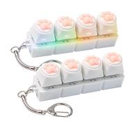 2 Pcs Light Up and No Light Keyboard Fidget Toy, Cute Catpaw Clicky Keyboard Fidget Clicker Keychain, Cat Paw Key Button Stress Relief Fidget for Adult to Anxiety Decompression (White)