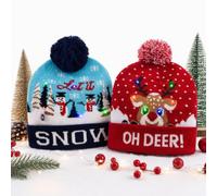 2 PCS Light Up Christmas Hat LED Reindeer Beanie Hat with Flashing Lights | Soft Acrylic Knit | 3 Lighting Modes | Family Matching | Xmas Party & New Year Gift