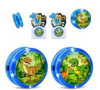 2 PCS Light Up Dinosaur Yo-Yo for Kids Blue - Reactive Beginner Yoyo Toy with String, Glow in The Dark YoYo, Durable Skill Toy Gift for Boys Girls