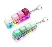 2 Pcs Light Up Keyboard Fidget, Colorful 4 Buttons Fidget Keyboard, Portable Stress Relief Keyring, Ideal Stress Relief Gifts