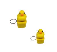 2 PCS Light Up Sound Fidget Keychain, Animal Button Toy with Duck & Lizard Keyring, Quacking Frog Croaking Fidget Toy, LED Clicky Fidget Decompression Toy (yellow duck)