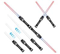 2 Pcs Lightsaber, Expandable Double Blade Light Up Dueling Light Saber Sword with Sound, 2 in 1 LED Glow in the Dark Light Saber for Halloween, Galaxy War Fighters Warriors, Toy Sword